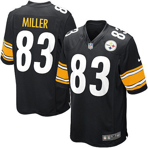 Men's Game Heath Miller Nike Jersey Black Home - #83 NFL Pittsburgh Steelers